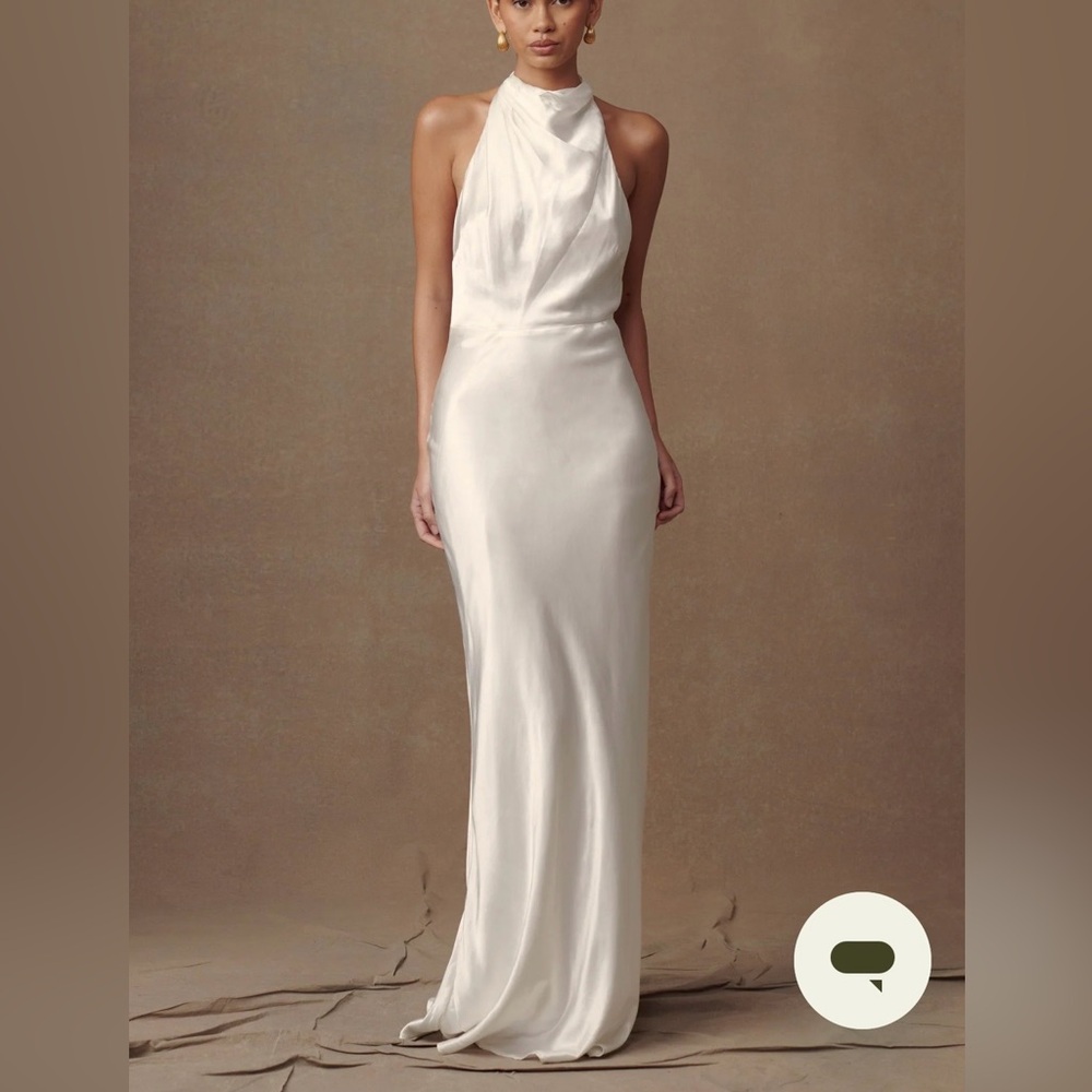 NWT Meshki White Halter Satin Maxi Dress